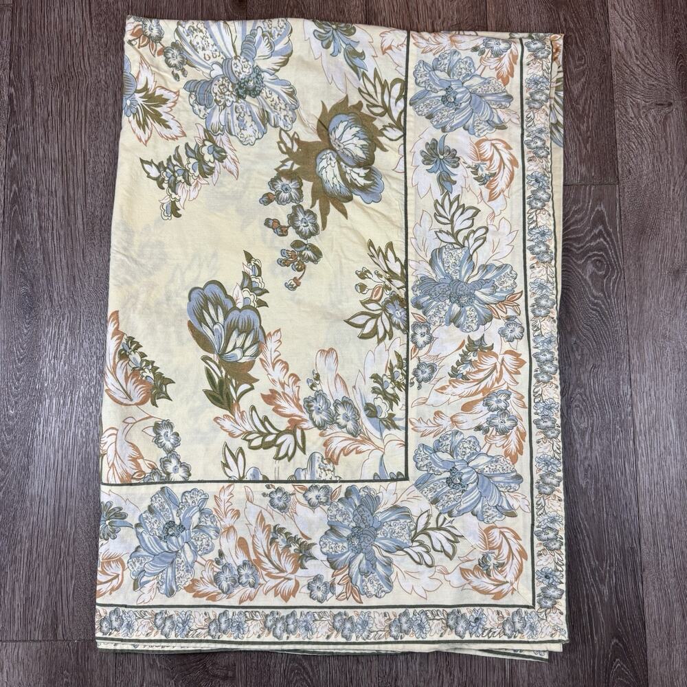 April Cornell Tablecloth Floral Yellow Green Blue 84 x 60 Cotton
